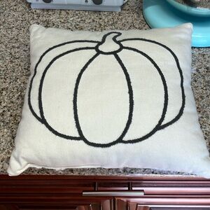 Fall pumpkin cream/gray cushion 12x12 inches
